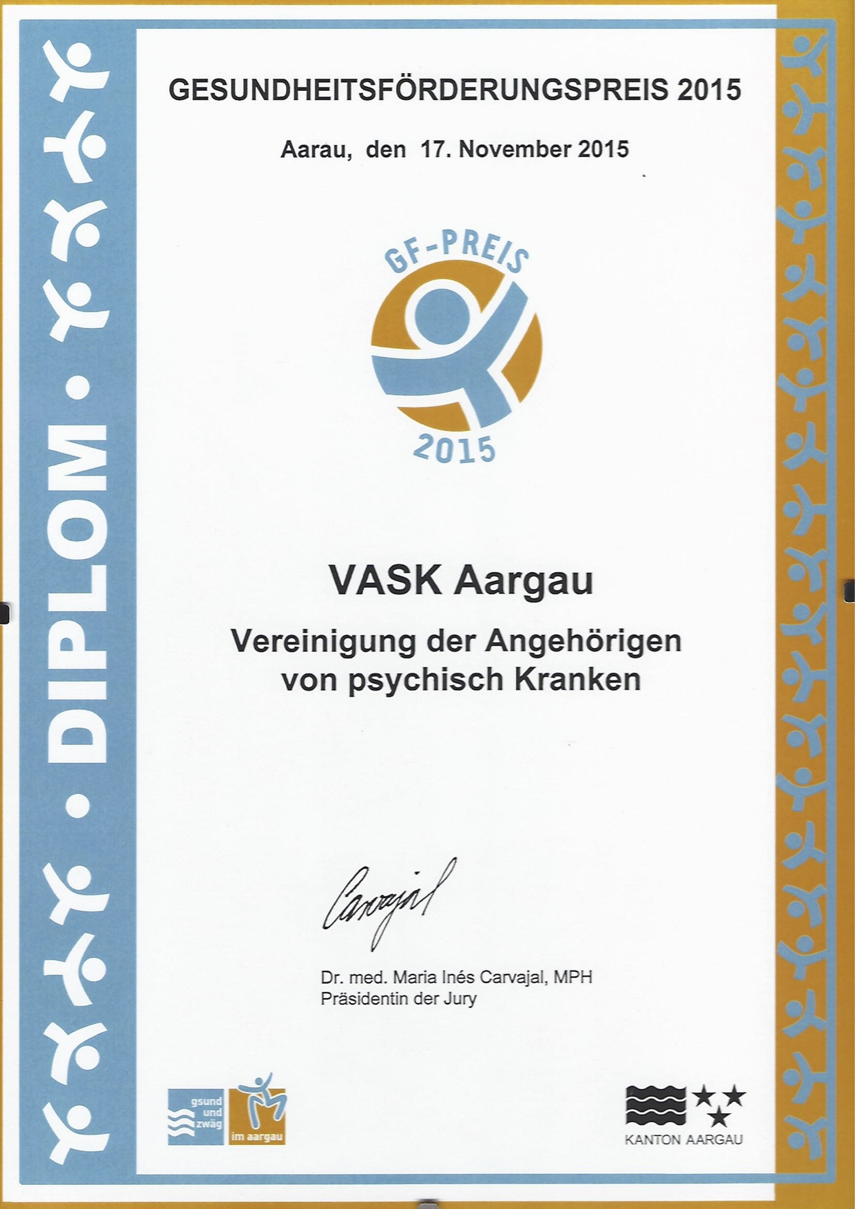 Diplom 2015 Gesundheitsförderungspreis